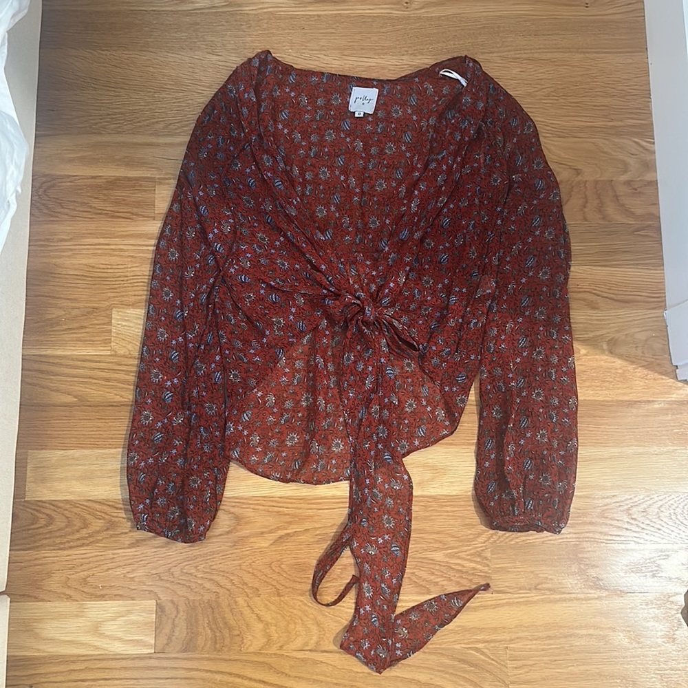 Princess Polly cropped wrap long sleeve top